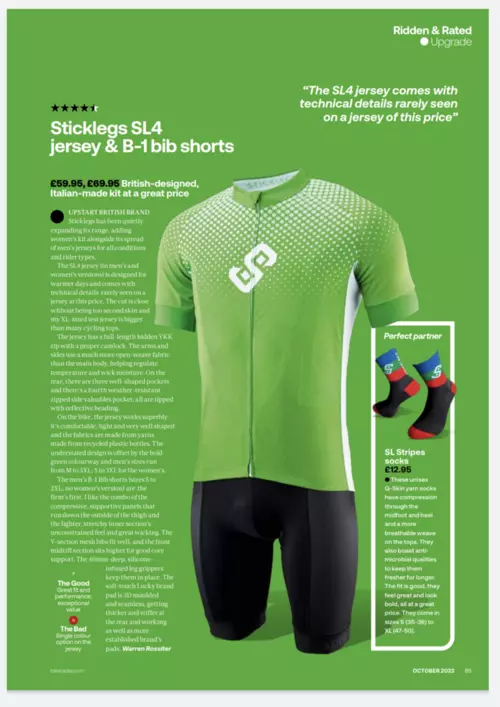 Image relating to the Cycling Plus Review of SL Jersey and Bib Shorts news item